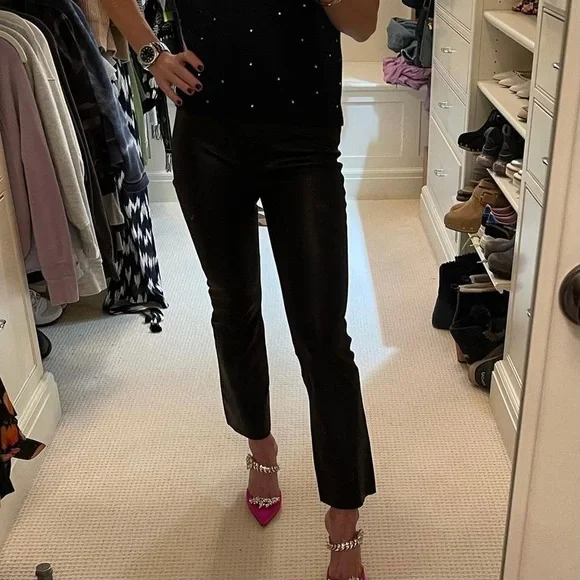 Zara limited edition sheep leather kick flare pants black - Picture 16 of 16